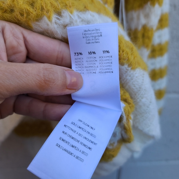 MOTHER | The Striped Alpaca-Blend Open Knit Sweater in Mostly Sunny NEW Sz Small - Picture 12 of 15